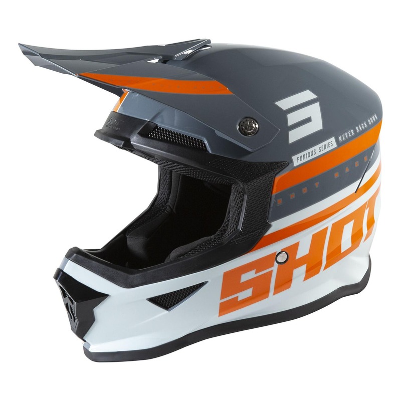 Casque cross Shot Furious Shining brillant gris- XS