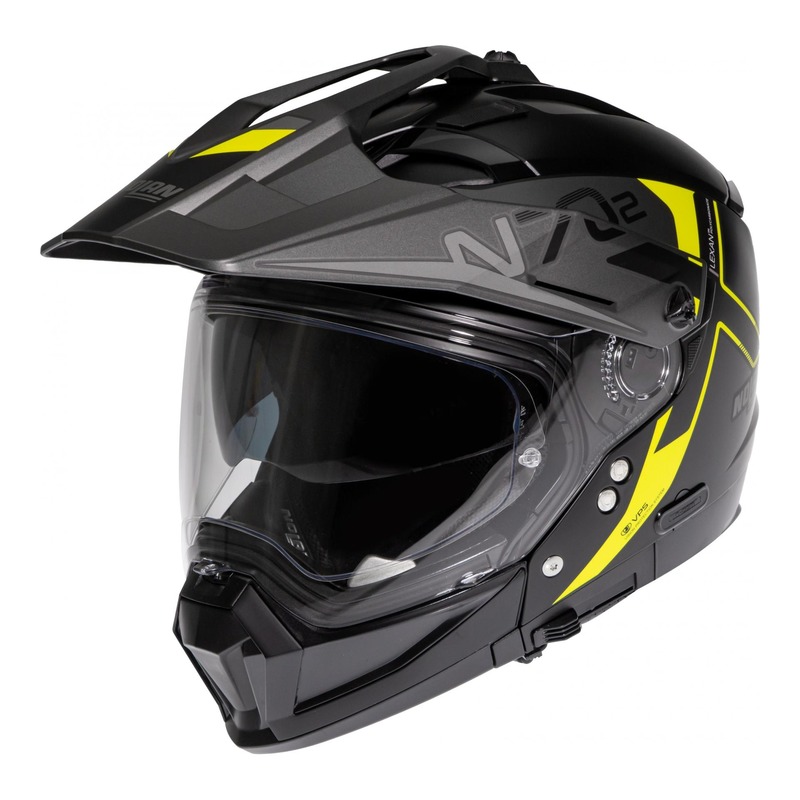 Casque trail transformable Nolan N70-2 X Bungee N-Com Mat noir/jaune-
