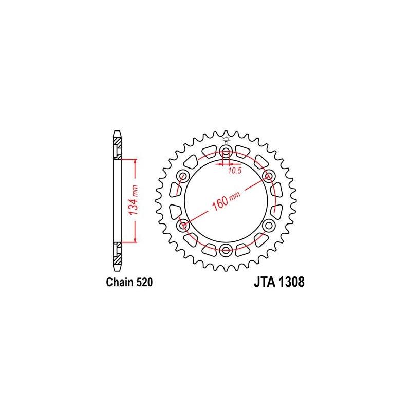 Couronne JT Sprockets Aluminium pas 520 43 dents - Pour Honda CBR 600