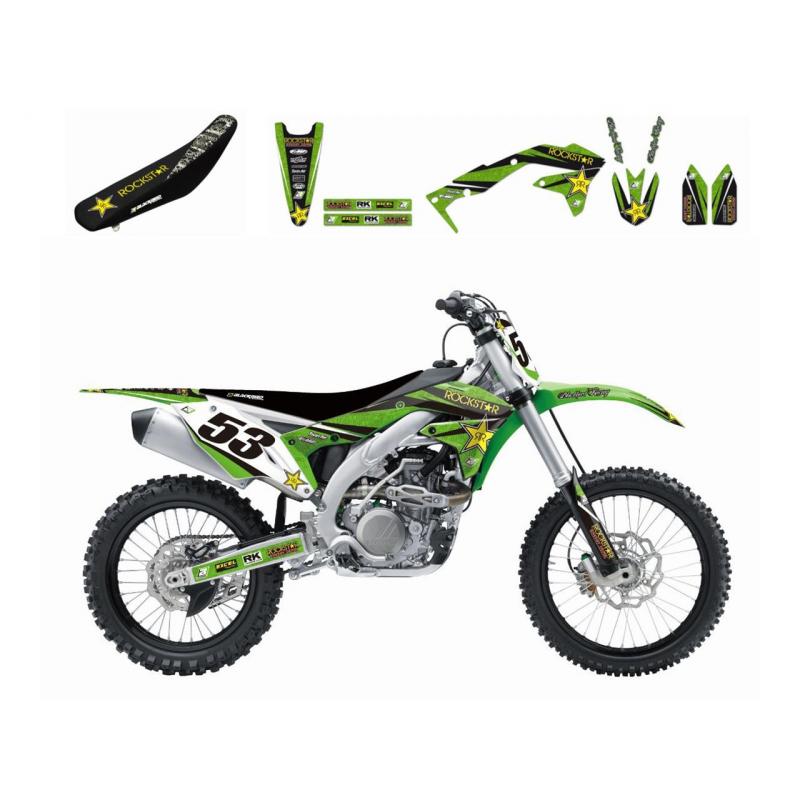 Kit déco + Housse de selle Blackbird Rockstar Energy Kawasaki 450 KX-