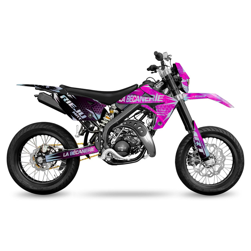 Kit déco La Bécanerie Team Edition rose/noir holographique Rieju MRT
