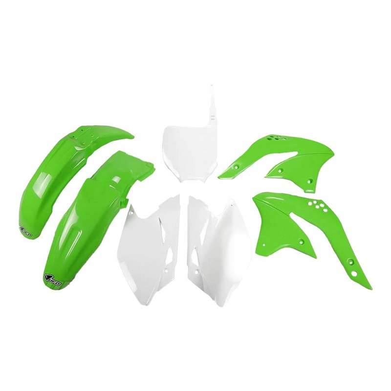 Kit plastique UFO Kawasaki 450 KX-F 2008 vert/blanc (couleur origine)
