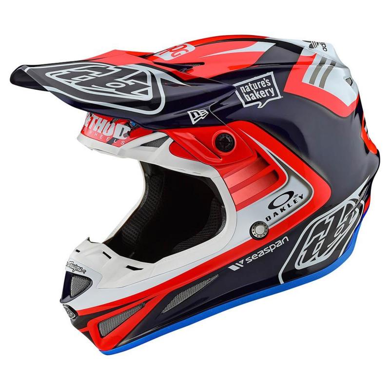 Casque cross Troy Lee Designs SE4 Carbon Flash Team Mips bleu/rouge- S