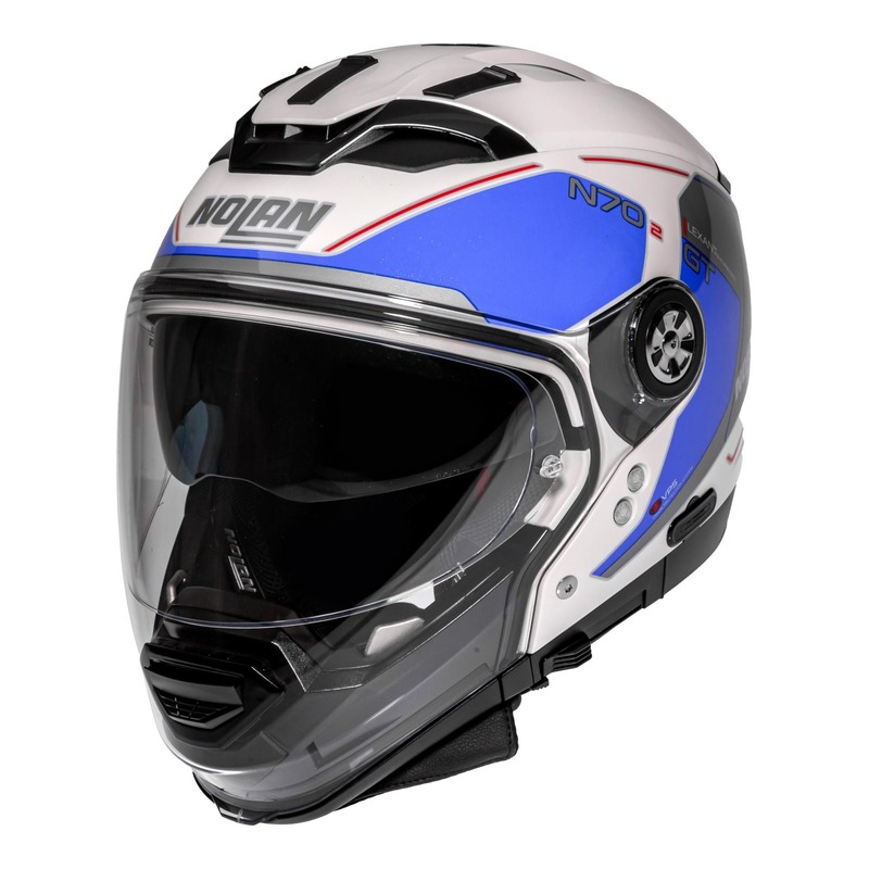 Casque transformable Nolan N70-2 GT LakotaN-Com Métal blanc/bleu- 2XS