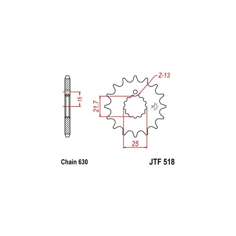 Pignon JT Sprockets Acier pas 630 15 dents - Pour Kawasaki GPZ 750 Tur