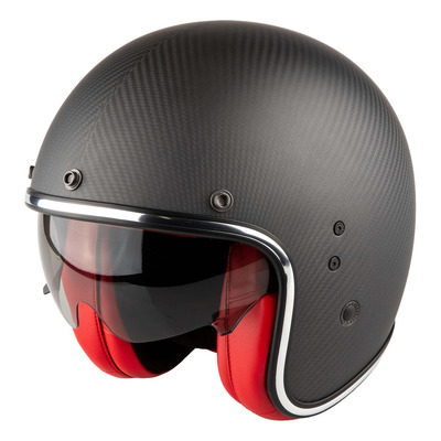 Casque jet Scorpion Belfast Evo Carbon noir/rouge mat