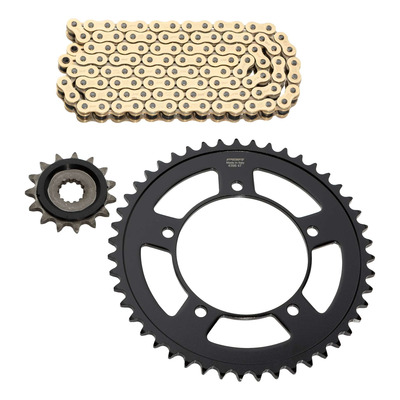 Kit chaîne EK/PBR 15x47-116m chaîne 525 SRX2 or couronne acier Suzuki DL 650 V-Strom 04-06