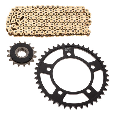 Kit chaîne EK/PBR 16x42-124m chaîne 525 SRX2 or couronne acier Honda CBF 600 N/S 08-10