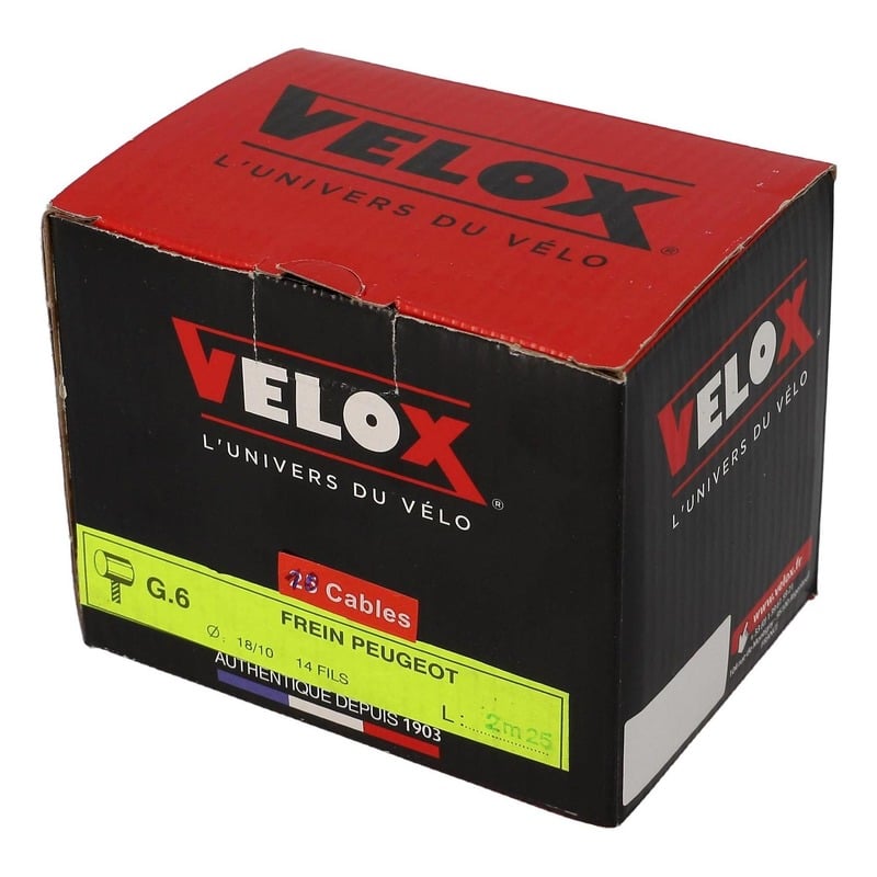 Boîte de 25 câble de frein Velox boule 8x8mm brun 18/10e 2.25m