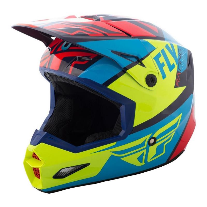 Casque cross Fly Racing Elite Guild rouge/bleu/jaune fluo- M
