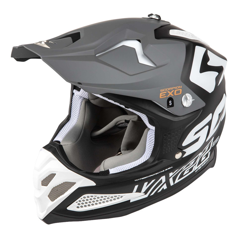 Casque cross Scorpion VX-22 Air MIPS Updown noir/blanc/gris mat