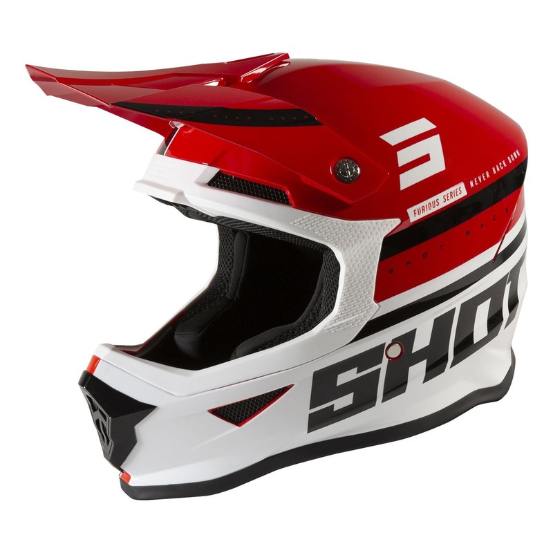Casque cross Shot Furious Shining brillant rouge- XS