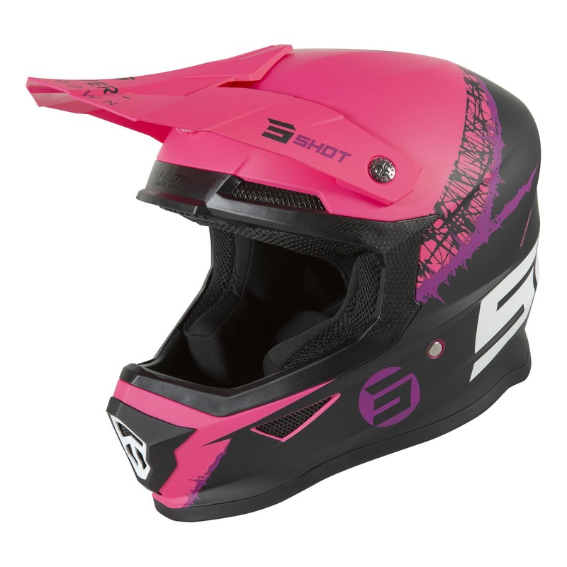 Casque cross Shot Furious Storm mat fushia/noir- XS