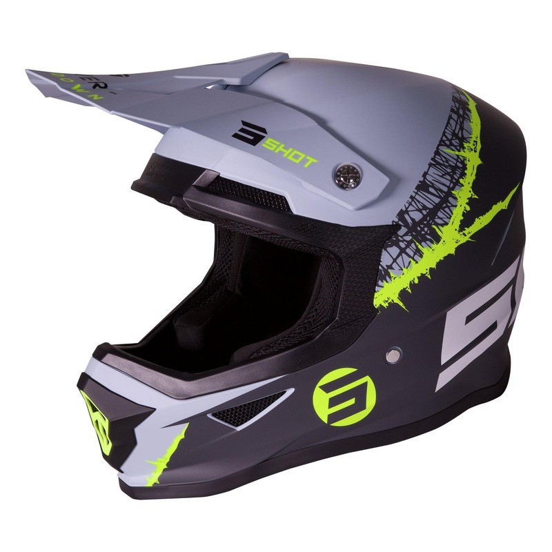 Casque cross Shot Furious Storm mat gris foncé/jaune fluo- XS