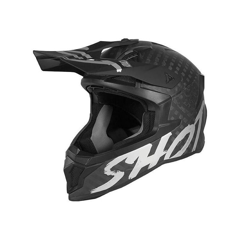 Casque cross Shot Lite Carbon Solid mat argent- XS