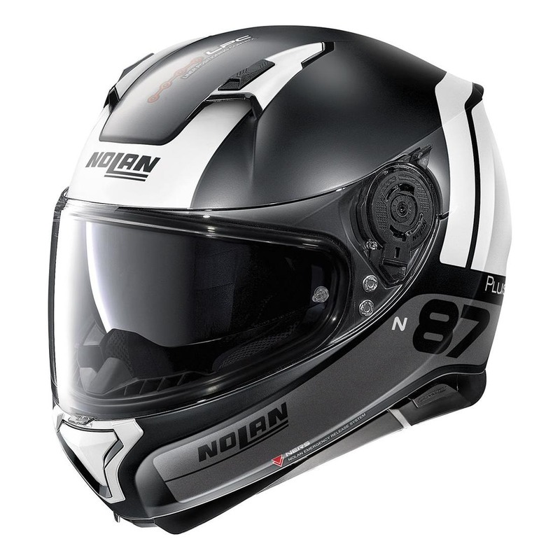 Casque intégral Nolan N87 Plus Distinctive N-Com Mat noir/blanc- 2XS