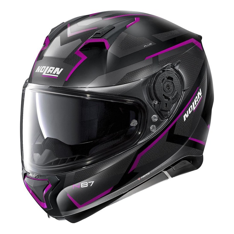 Casque intégral Nolan N87 Plus Overland N-Com Mat noir/violet- 2XS