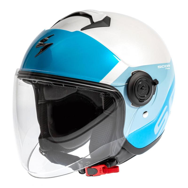 Casque jet Scorpion Exo-City Sympa blanc/light bleu- S