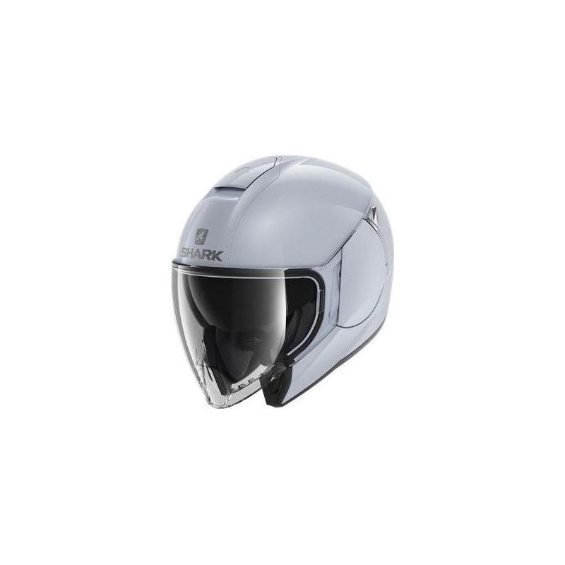 Casque jet Shark Citycruiser Dual Blank blanc argenté brillant- XS