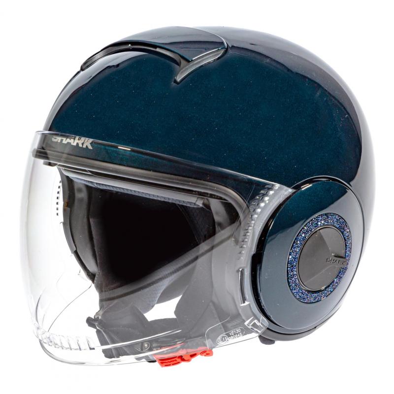 Casque jet Shark Nano Swarovski Métal bleu métal- S