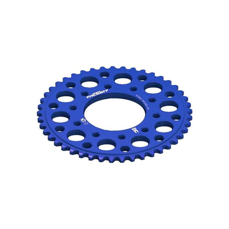 Couronne aluminium 5 trous de fixation YCF pas 420 bleu (43 dents)