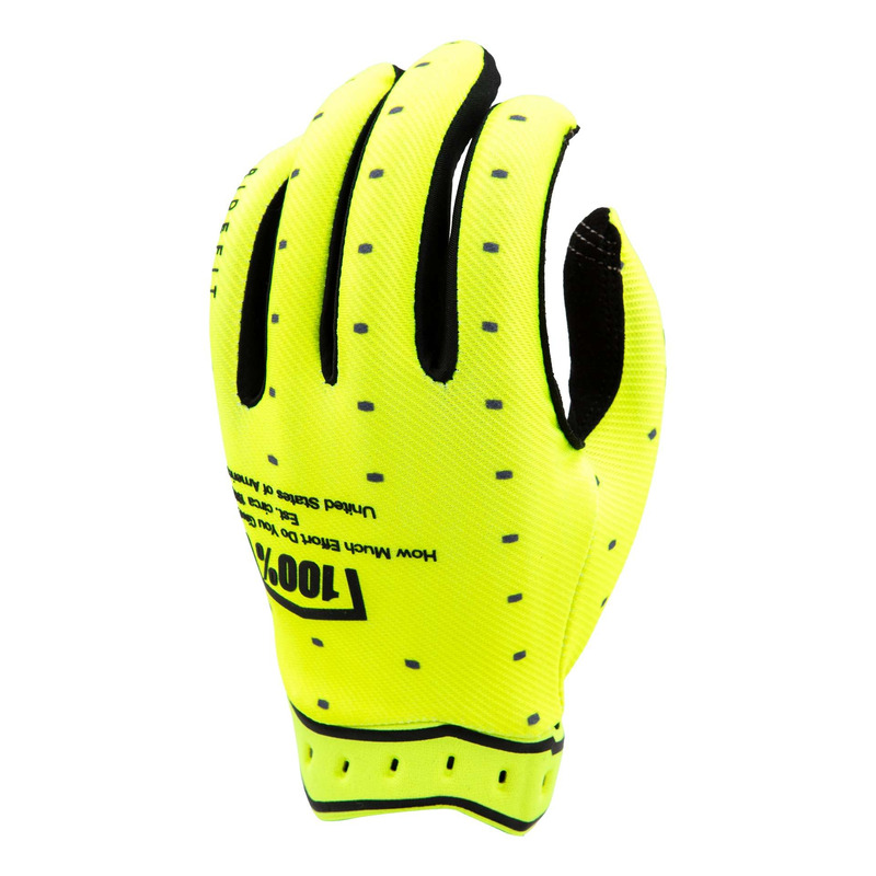 Gants cross 100Â % Ridefit 2 jaune fluo- S