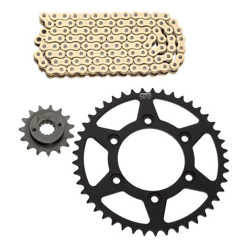 Kit chaîne EK/PBR 15x45-108m chaîne 520 SRX2 or couronne acier Ducati Monster 696 08-14
