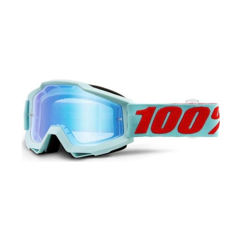 Masque cross 100% Accuri Maldives turquoise/rouge - écran miroir bleu