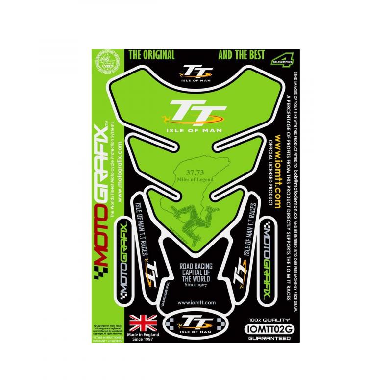 Protection de réservoir Motografix vert Isle Of Man 4 pièces