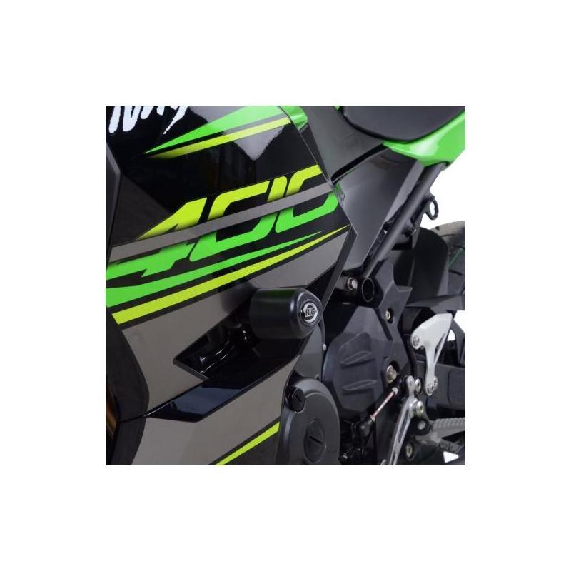 Tampons de protection R&G Racing Aero noir Kawasaki Ninja 400 2018 sans perçage