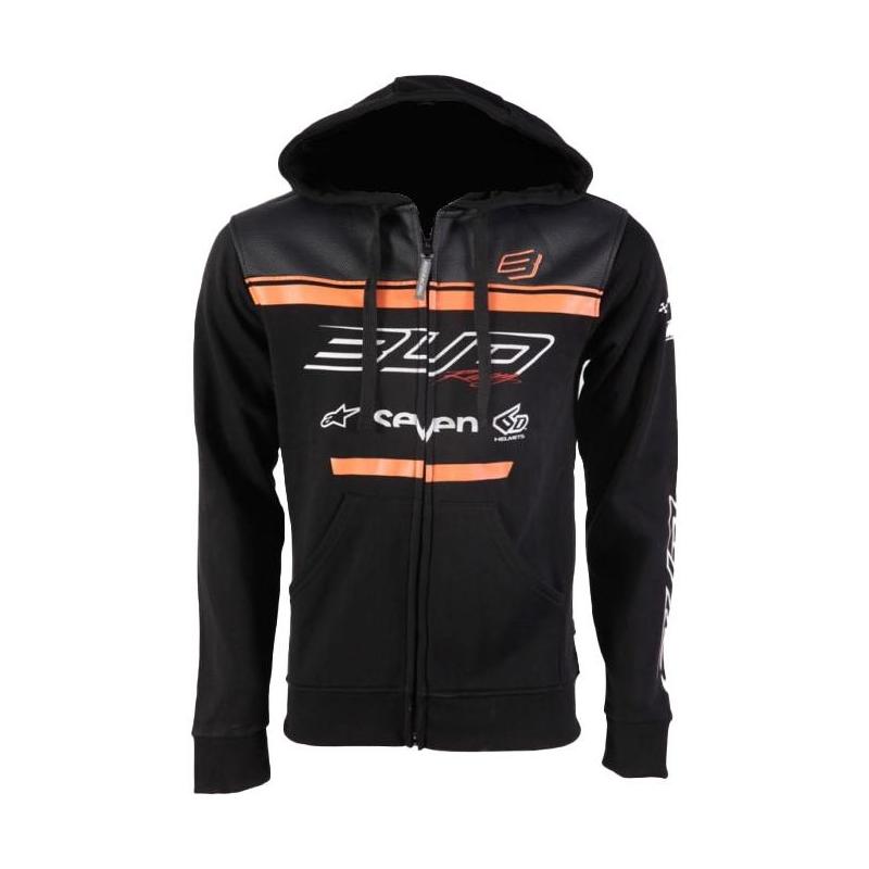 Sweat à capuche zippé Bud Racing Team 19 orange/noir- L
