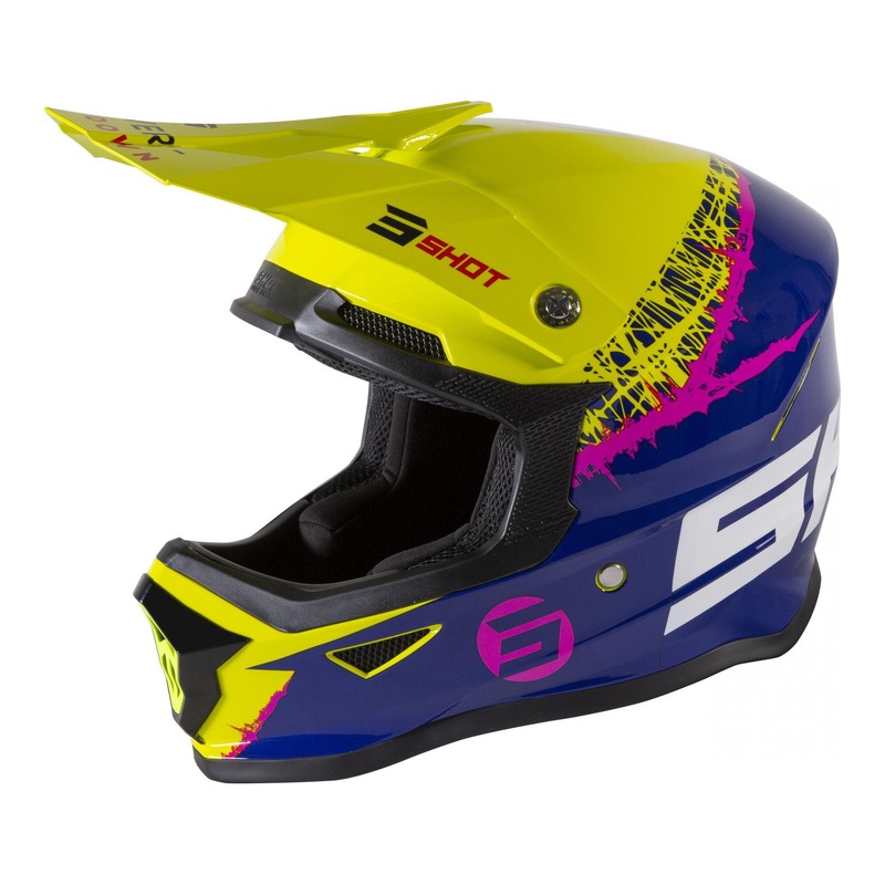 Casque cross enfant Shot Furious Storm brillant navy/lime- S