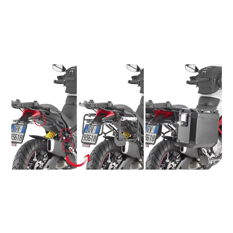 Supports de valises latérales Givi ONE-FIT (PLOR) pour système Monokey Cam-Side Ducati 1260 Multistr
