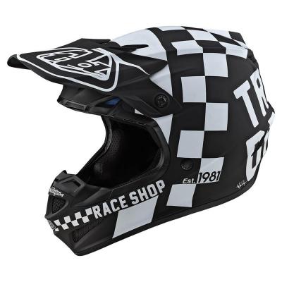 Casque cross Troy Lee Designs SE4 Polyacrylite Checker Mips noir/blanc