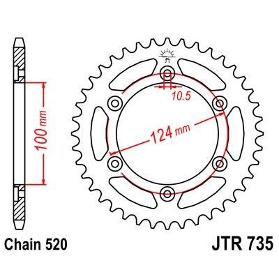 Couronne JT Sprockets Acier pas 520 45 dents - Pour Ducati Monster 696 08-14