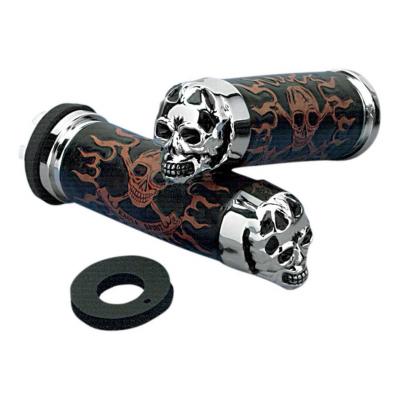 Poignées Drag Specialties skull tirage à cable Twin-Cam 99-17 chrome/yeux noir