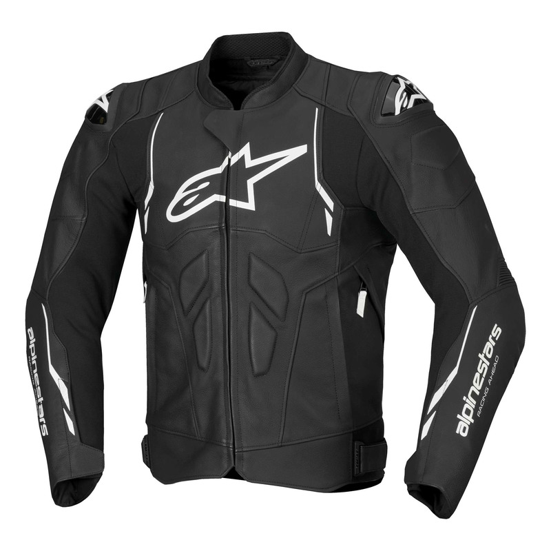 Blouson cuir Alpinestars Dusk black/white