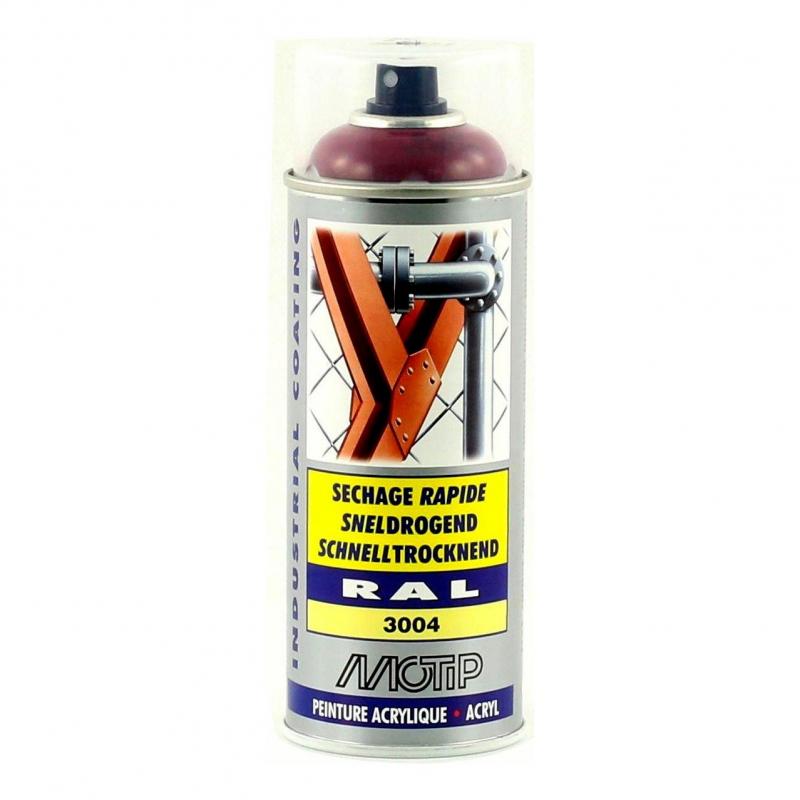 Bombe peinture Rouge amarante brillant acrylique RAL 3004 Motip 400 ml
