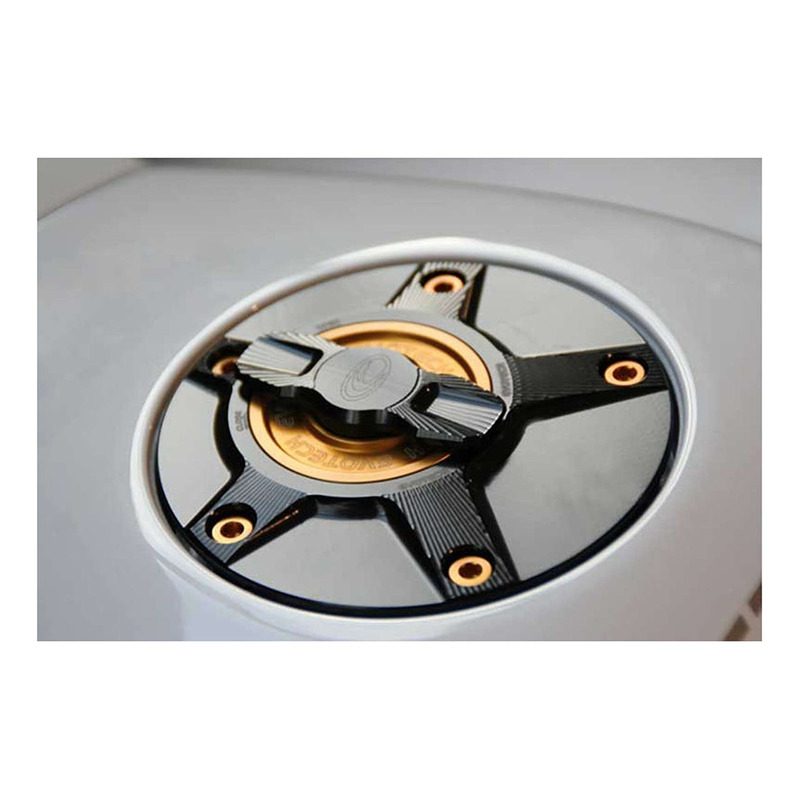 Bouchon de réservoir Evotech 1/5 de tour aluminium noir/or Suzuki GSX-8R 24-25