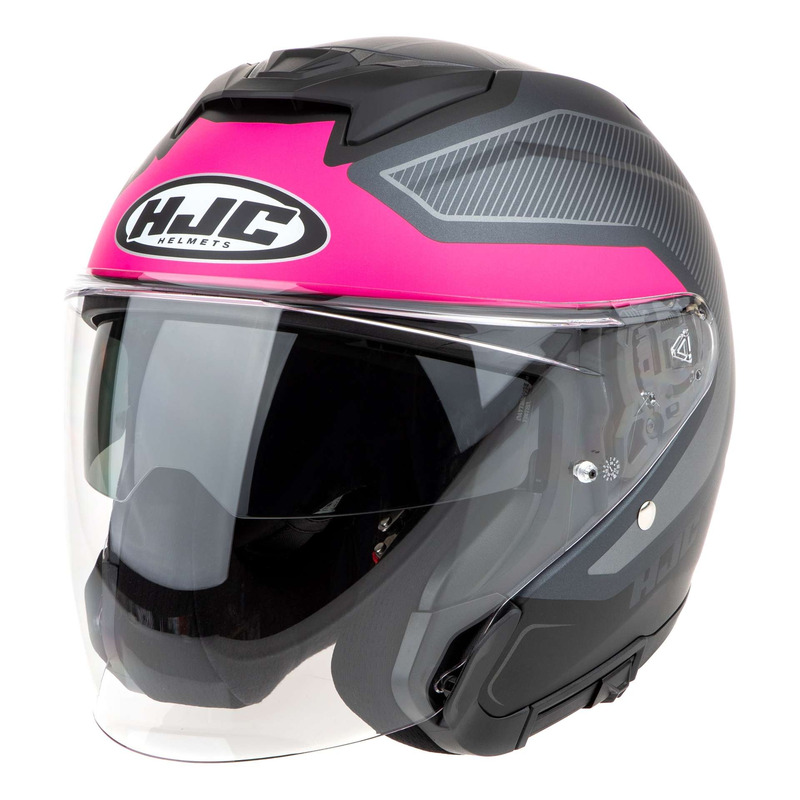 Casque jet HJC i31 Tevis MC8SF noir/rose mat