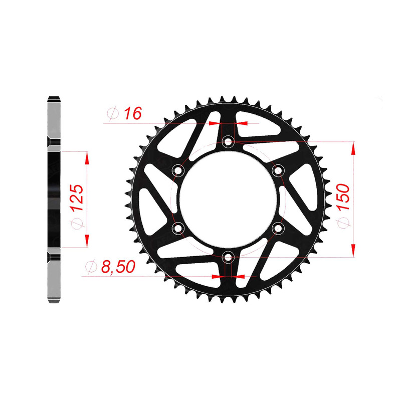 Couronne Afam acier noir pas 520 51 dents - KTM SX 250 05-16