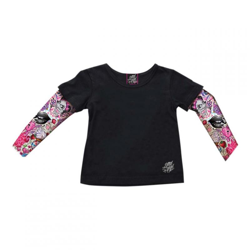 Tee-shirt manche longue enfant Lethal Threat Wings Kid's Girl's Tatoo noir/rose
