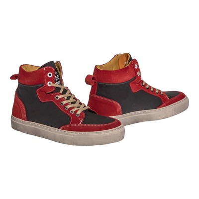 Baskets moto cuir/textile Helstons Kobe Armalith rouge/gris