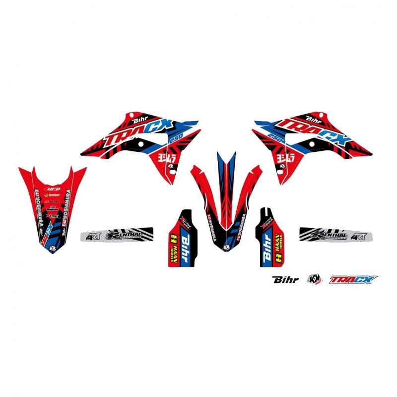 Kit plastiques UFO et kit déco Kutvek Honda CRF 250R 18-21 rouge/bleu