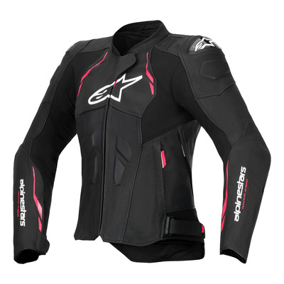 Blouson cuir femme Alpinestars Stella Dusk black/diva pink/white