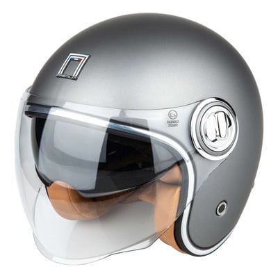 Casque jet Nox Premium Heritage titanium mat