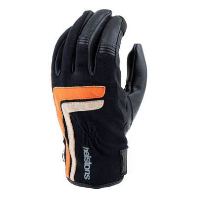 Gants cuir/textile Helstons Jeff noir/orange/beige