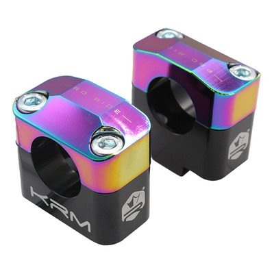 Pontets rehausse de guidon KRM Pro ride alu noir/néochrome pour guidon Ø28.6mm