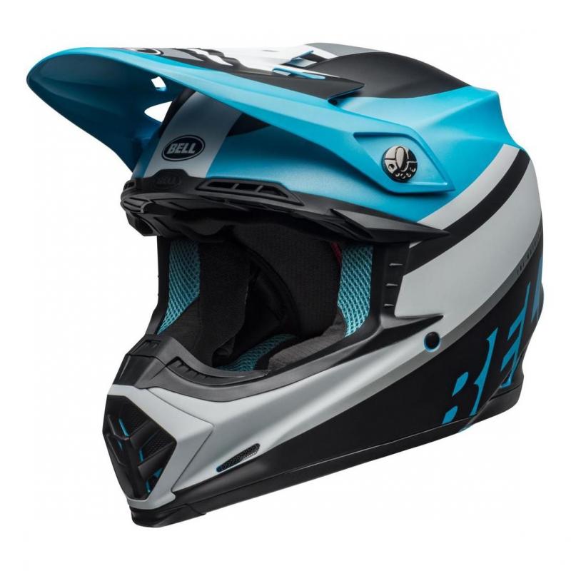 Casque cross Bell Moto-9 Mips Prophecy mat blanc/noir/bleu- XL