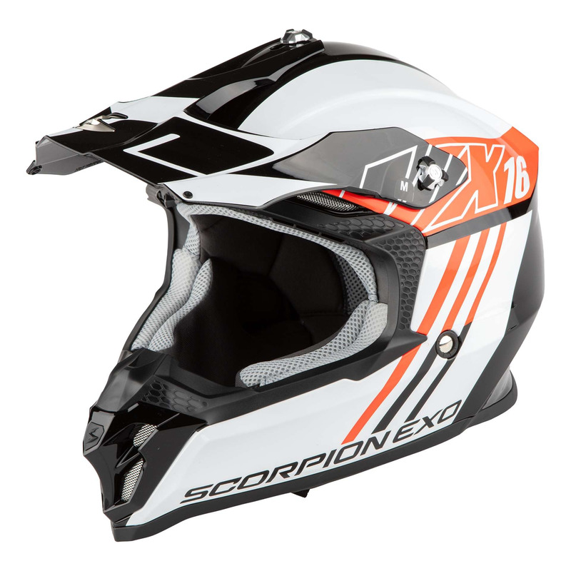 Casque cross Scorpion VX-16 Evo Air Lignes noir/rouge